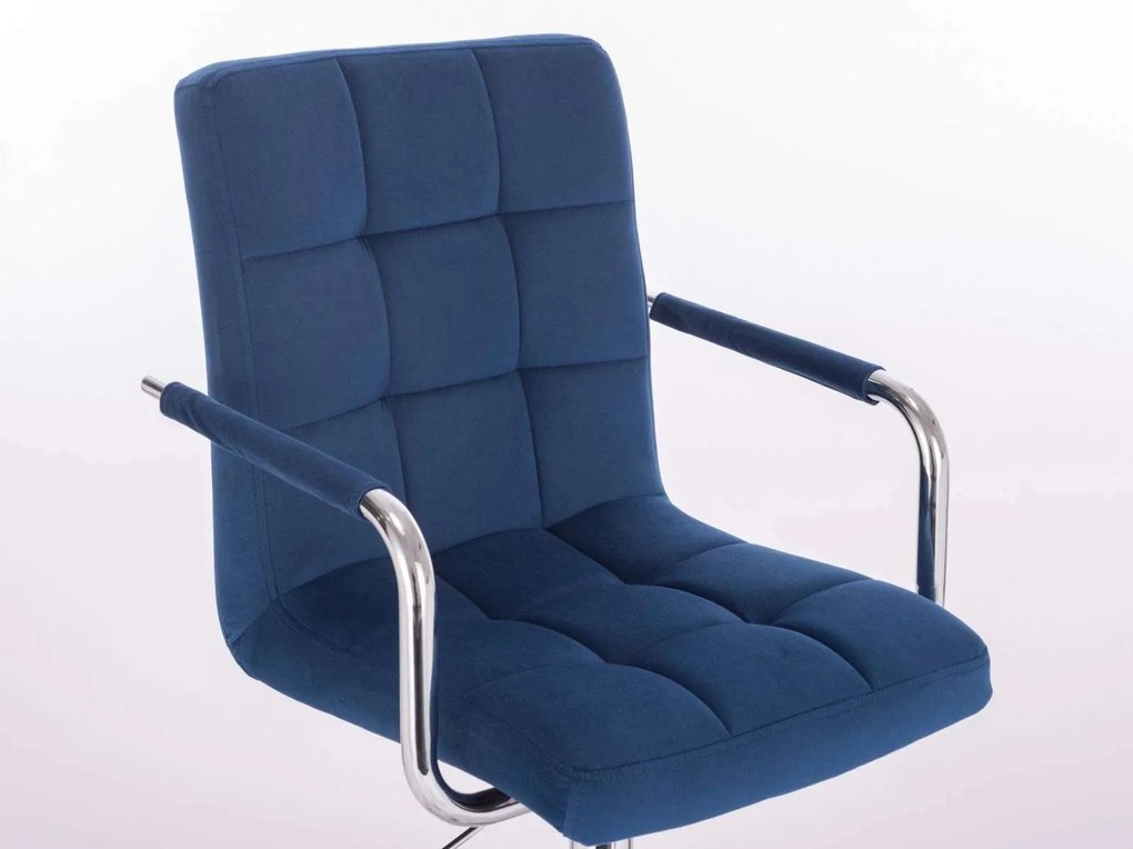 LuxuryForm DESIGN Stolička VERONA VELUR na striebornej podstave s kolieskami - modrá