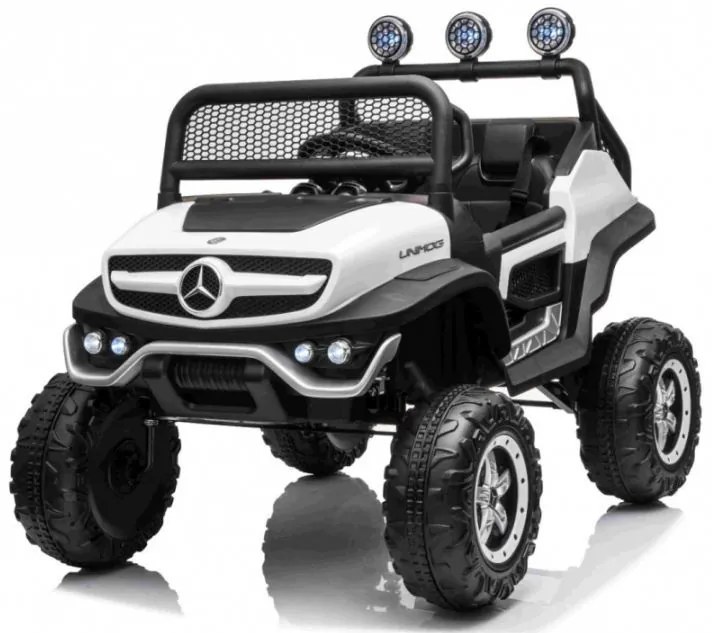 RAMIZ Elektrické autíčko - Mercedes UNIMOG - biele  - 4x35W - 12/10Ah - 2022