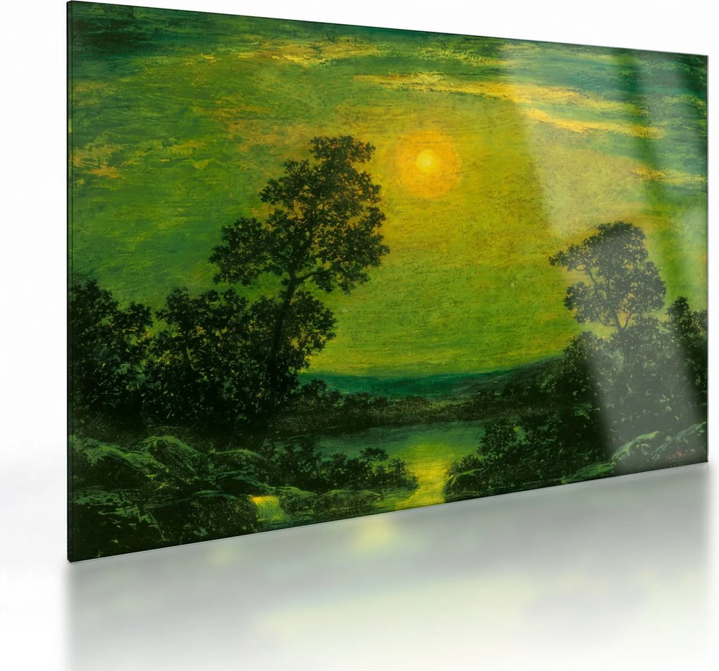 Sklenený obraz - Imitator of Ralph Albert Blakelock, Moonlight, reprodukcia (70x50 cm)