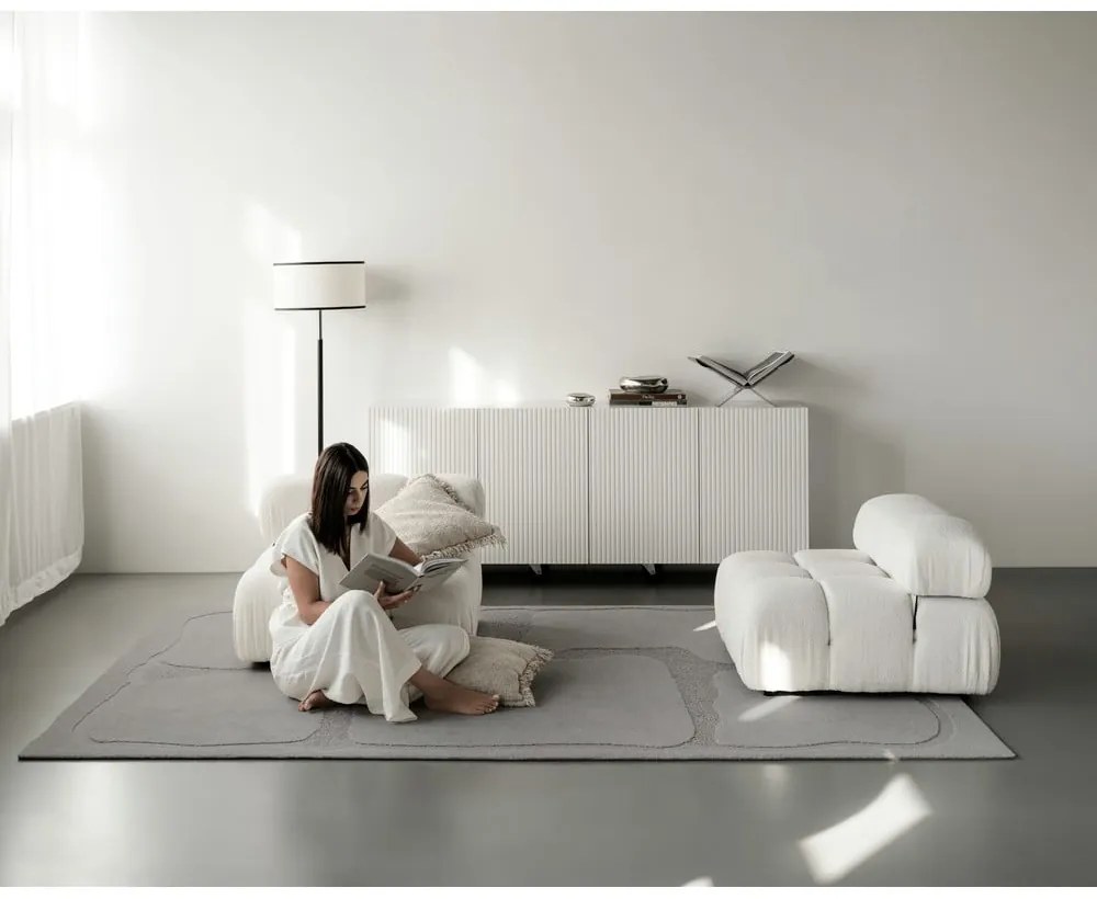 Sivý vlnený koberec 200x300 cm Morphic Organica – Agnella