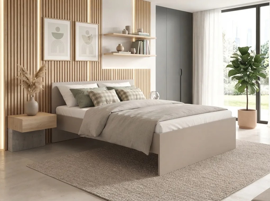 Posteľ ELISA 120 x 200 cm, kašmírovo béžová Rošt: Bez roštu, Matrac: Matrac DELUXE 10 cm