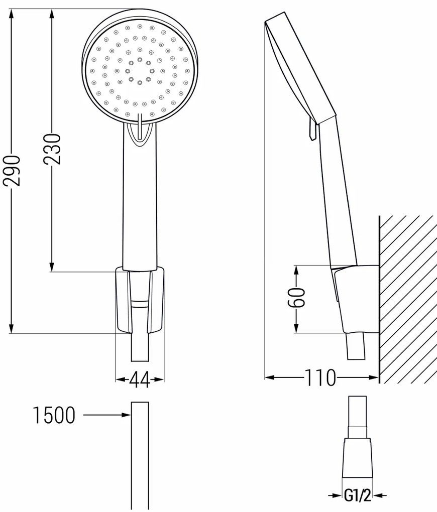 Mexen Kama vaňová sada R75, čierna - 72503R75-70