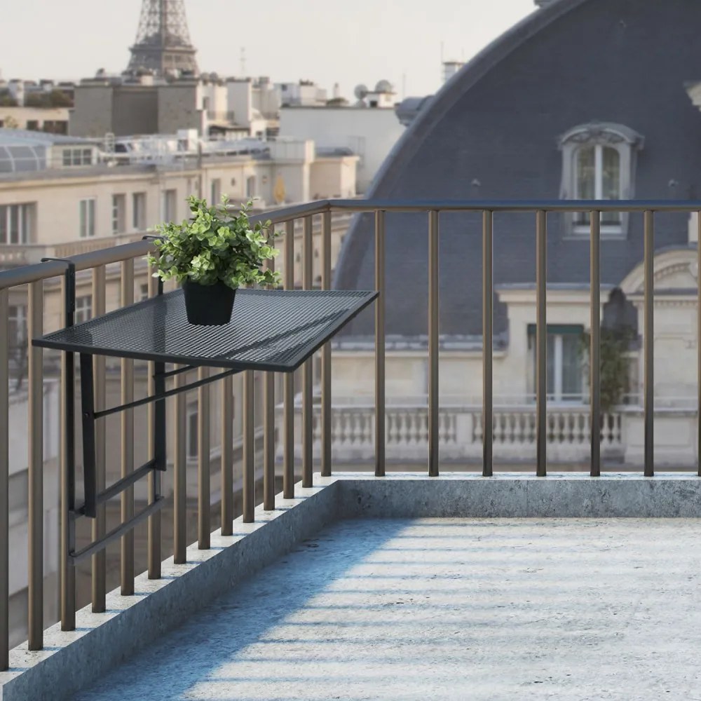 Čierny skladací balkónový stolík BALCONY