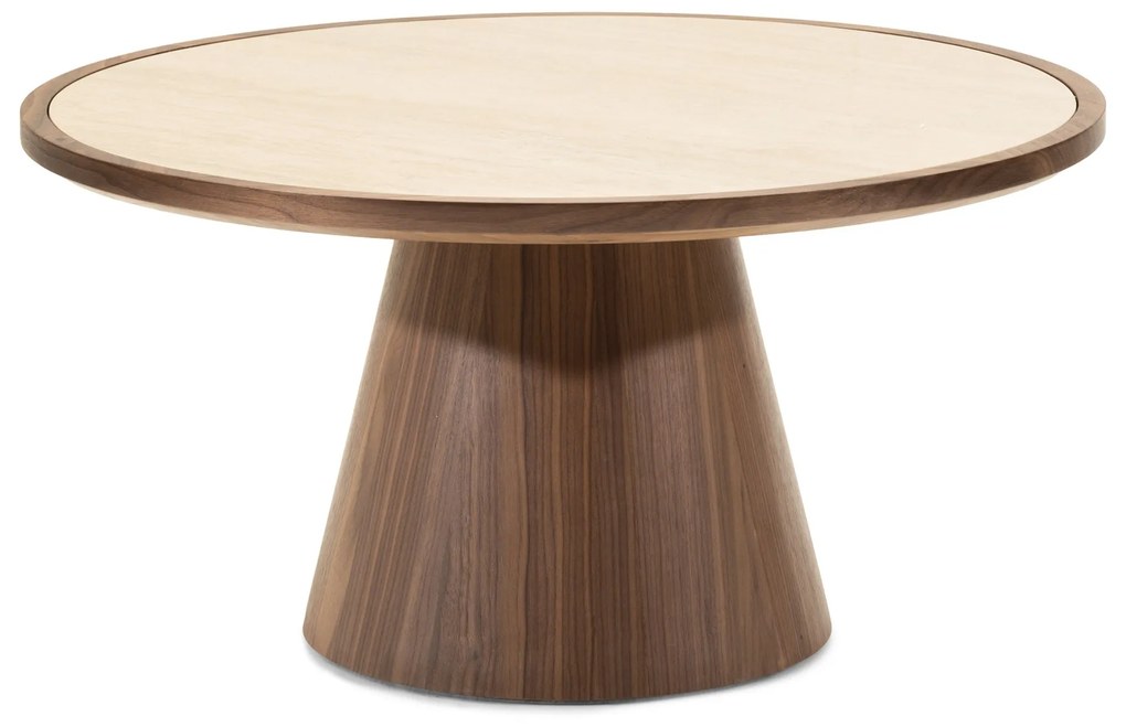 Konferenční stolek Kyoto 80 cm travertin/ořech