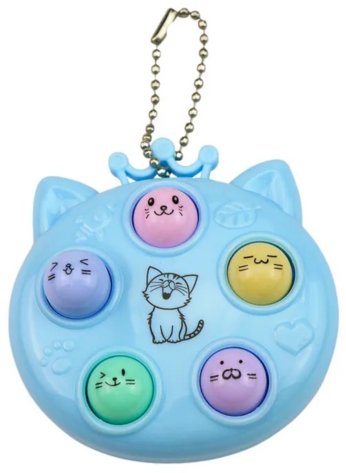 LEAN TOYS Kľúčenka modrá - Mini arkádová hra Wac A Mole Cats