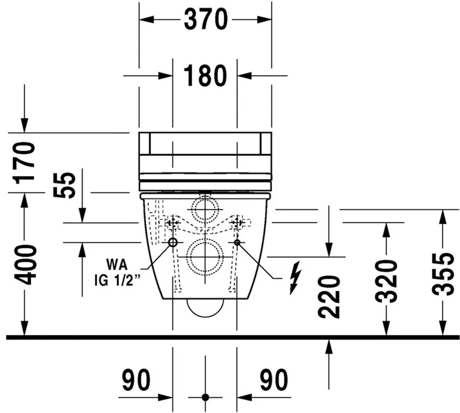 Duravit Darling New - Závesné WC 37x62 cm, biela 2544590000