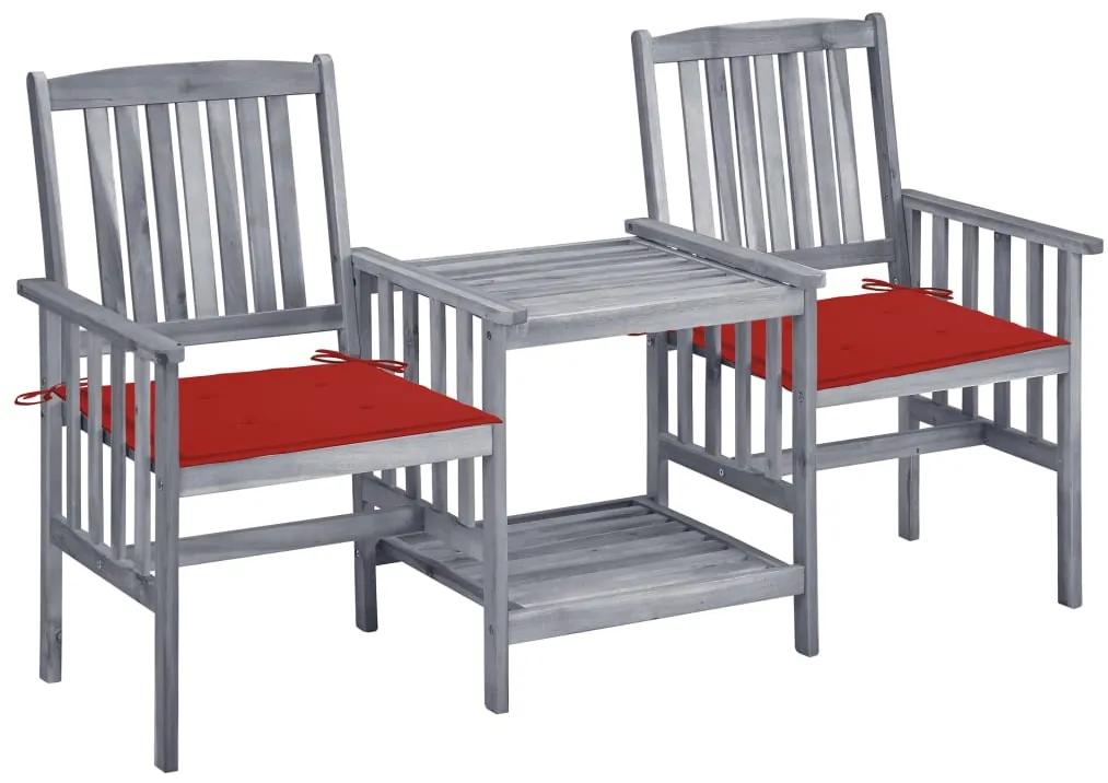 Záhradné stoličky s čajovým stolíkom a vankúšmi akáciový masív