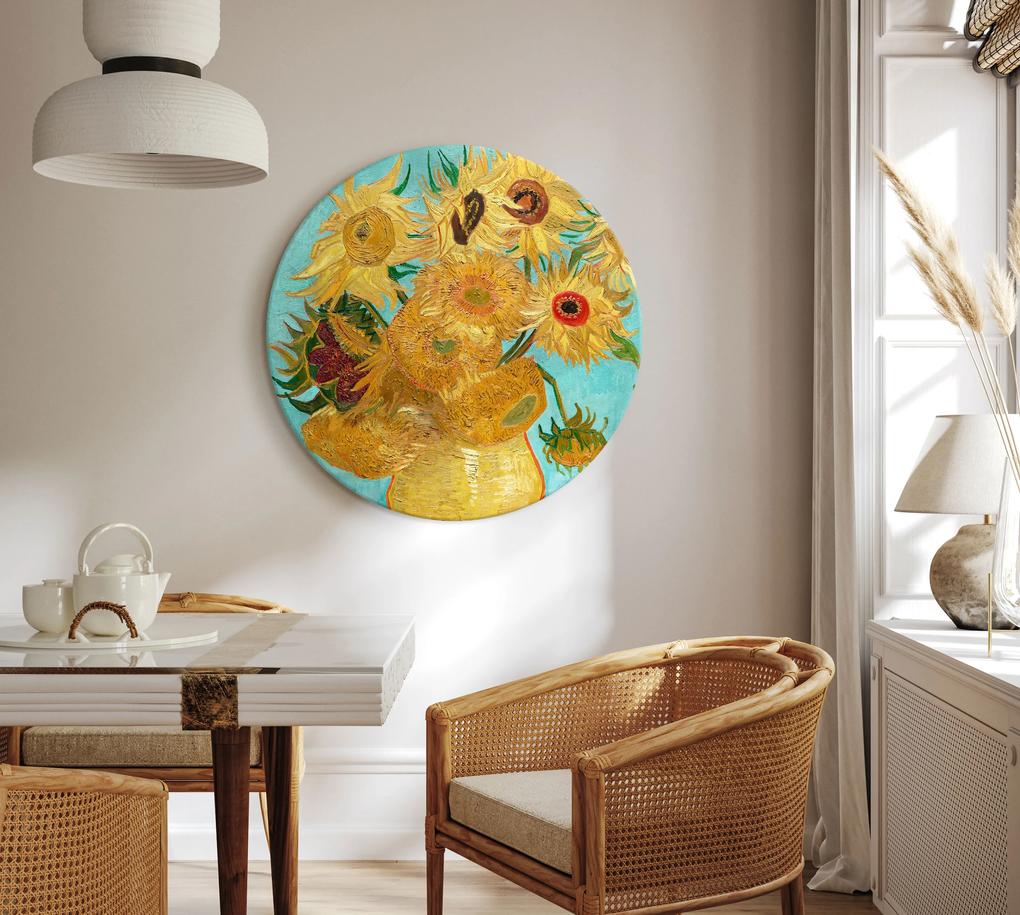 Artgeist Okrúhlý obraz - Vase with Twelve Sunflowers (Vincent van Gogh) Veľkosť: 80x80