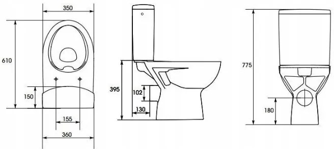 Cersanit Parva CleanOn, kombi wc so splachovaním 3/5l, horizontálny odtok, prívod vody z boku a antibakteriálnym sedátkom z duroplastu, biela, K27-063