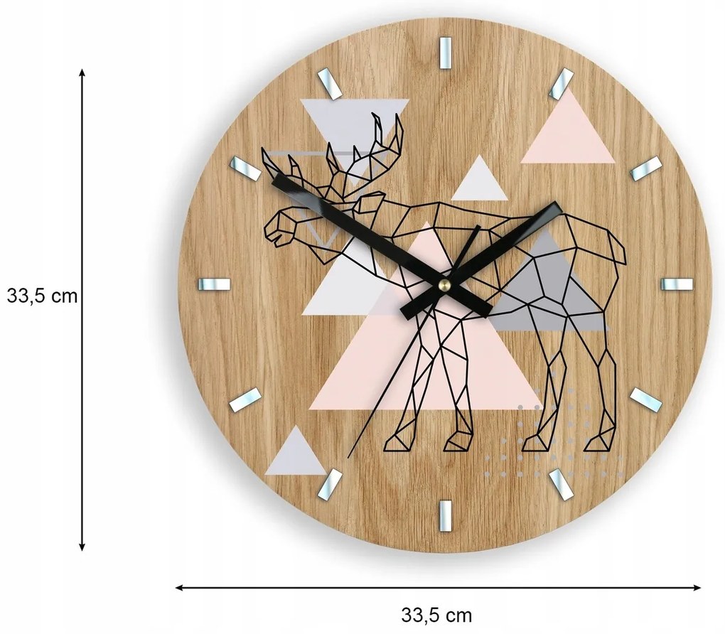 Drevené nástenné hodiny Los 33 cm dub prírodný