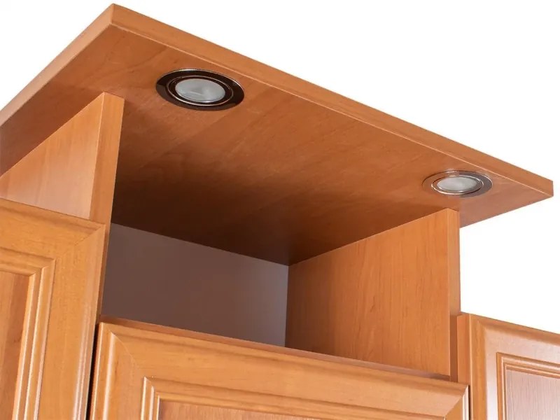 Kredenc II Ramiak 120 s osvetlením, jelša (sklo oblúčik, u10 satyna, marmur lux)