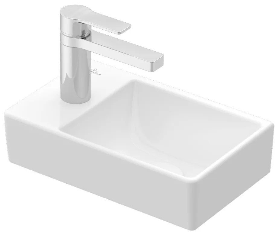 Villeroy & Boch Avento - Umývadielko 360x220 mm, umývacia plocha vpravo, alpská biela 43003R01