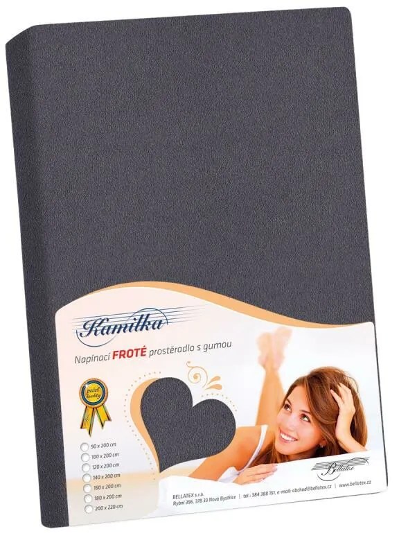 Froté prestieradlo Bellatex grafit , 200 x 220 cm