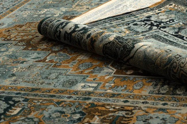 Vlnený koberec POLONIA ALHAMBRA Ornament, koňakový rám