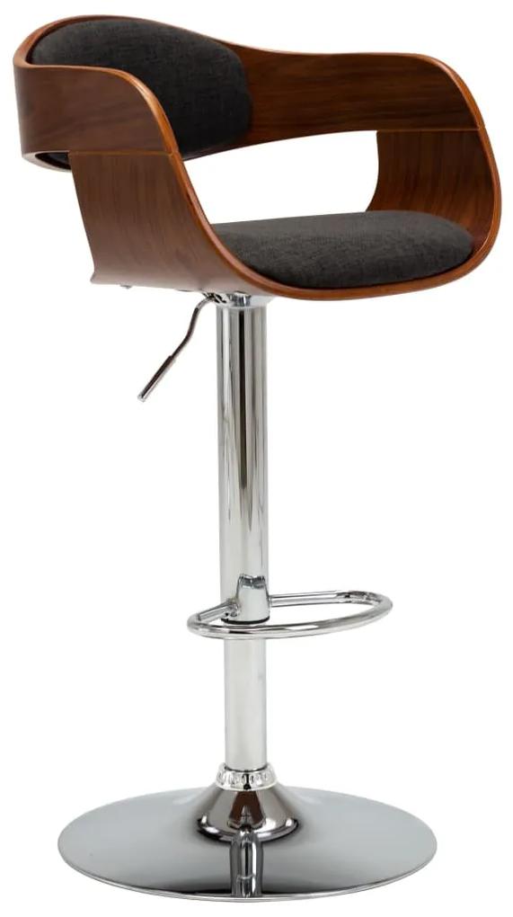 Barová stolička, sivá, ohýbané drevo a látka