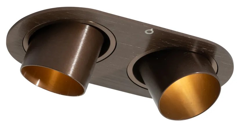 Zaoblené zapustené bodové svetlo tmavá bronz GU10 35 mm sklopné 2-svetlo - Installa