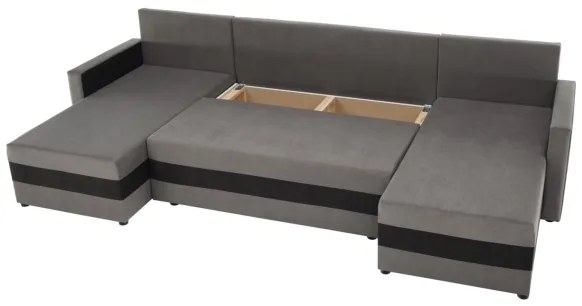 Čalúnená univerzálna rozkladacia sedacia súprava do tvaru U BRISTOL sivá/čierna