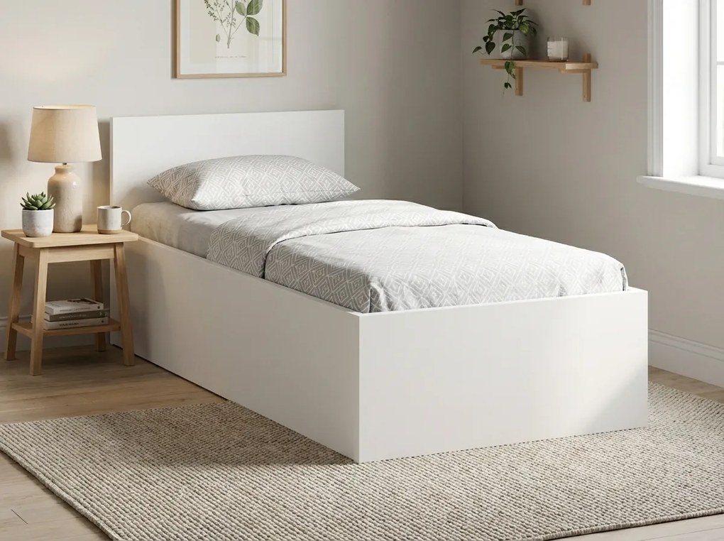 Posteľ SOFIA 80 x 200 cm, biela Rošt: S lamelovým roštom, Matrac: Matrac DELUXE 10 cm