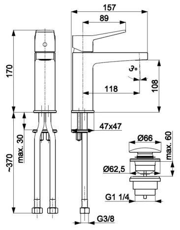 KFA Armatura 4522-825-00 - Umývadlová batéria + výpusť MALAGA 17 cm lesklý chróm