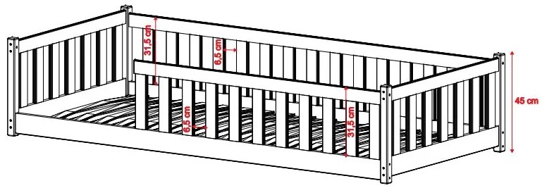 Detská Montessori posteľ z masívu borovice BETTY - 200x90 cm - PRÍRODNÁ