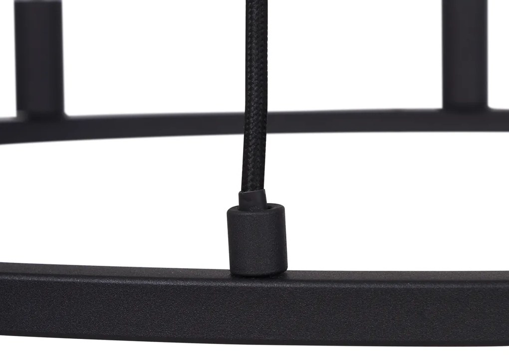 Priemyselné závesné svietidlo čierne s 9 svetlami - Knight