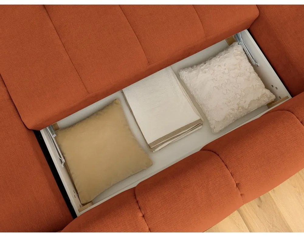 Rozkladacia/s úložným priestorom rohová pohovka v tehlovej farbe (ľavý roh/do tvaru "U") Fuji – Bobochic Paris