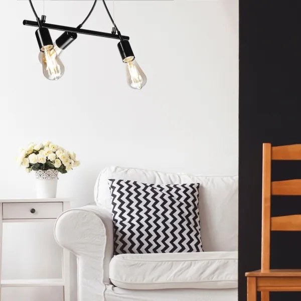 Luster na lanku TARO 3xE27/60W/230V čierna