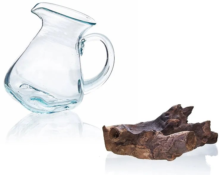 Roztavené sklo na dreve - Karafa