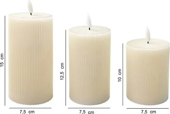 SADA 3x LED sviečok BRILLO LED/3xAAA krémová + diaľkové ovládanie