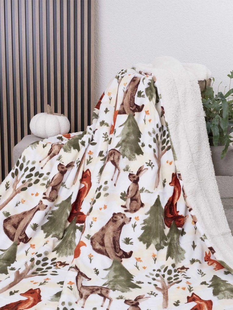 Baránková deka mikroplyš Exclusive 220 × 200 cm – Lesné zvieratká