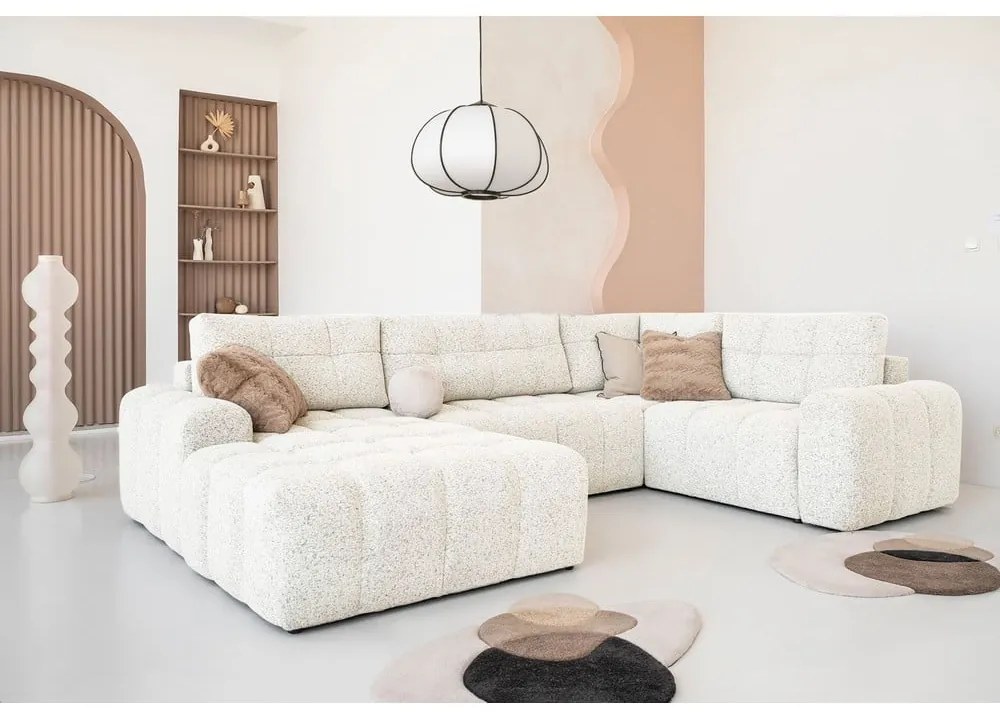 Krémová rozkladacia modulárna rohová pohovka s úložným priestorom (pravý roh) Lulu – Miuform