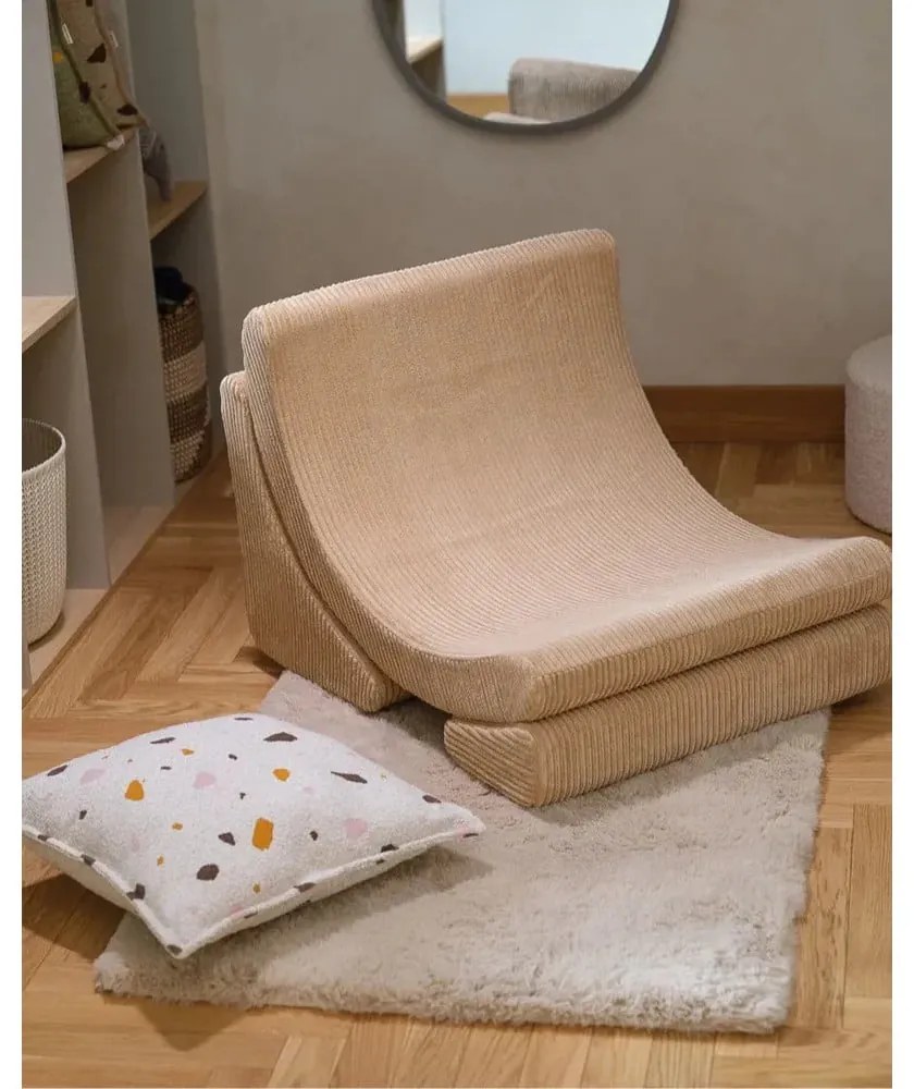 Krémová detský pohovkový vankúš buklé/ženilka Terrazzo Block – Wigiwama