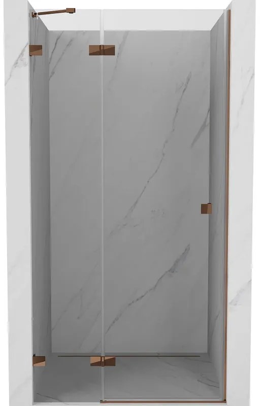 Mexen Lunar, ľavé výklopné sprchové dvere 70 cm, 8mm číre sklo, ružové zlato profil, 834-070-000-60-00-L