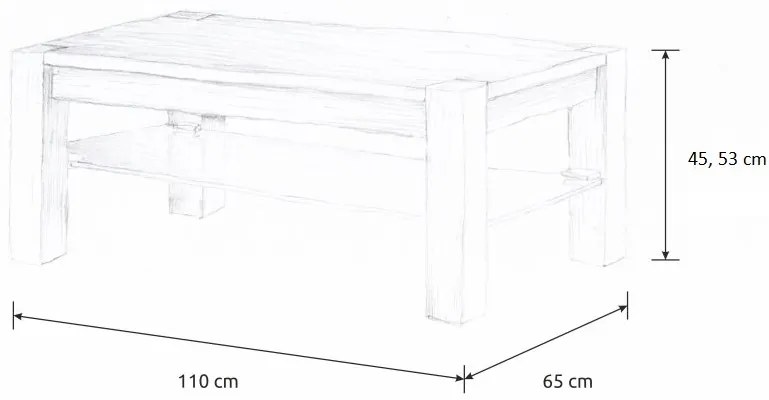 Wooded Konferenční stolek Denver Glass z masivu BUK Výška stolku: 53 cm