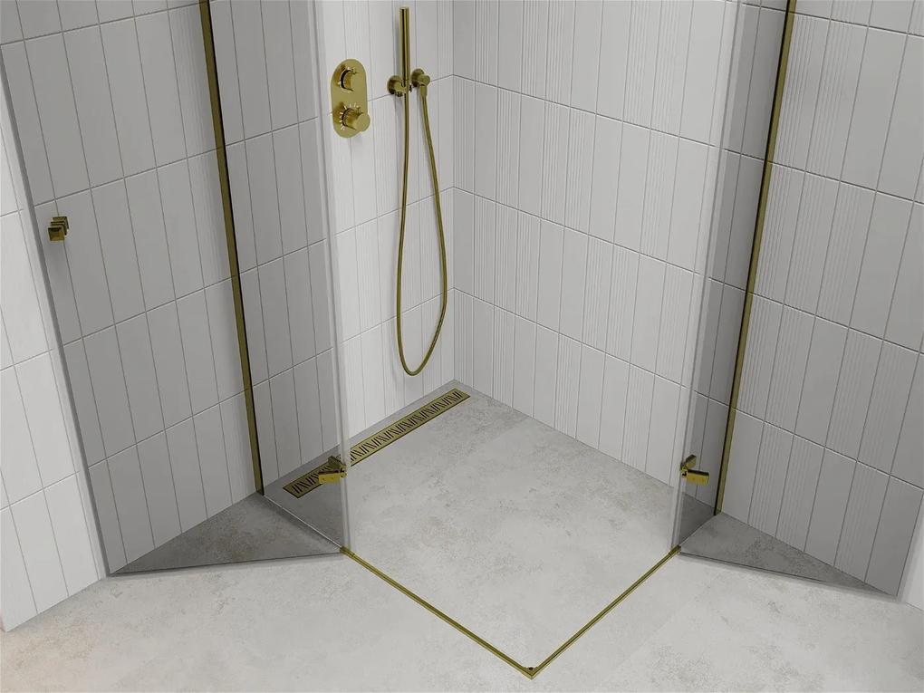 Mexen Roma Duo, sprchovací kút 100 (dvere) x 90 (dvere) cm, 6mm číre sklo, zlatý profil, 854-100-090-50-00-02