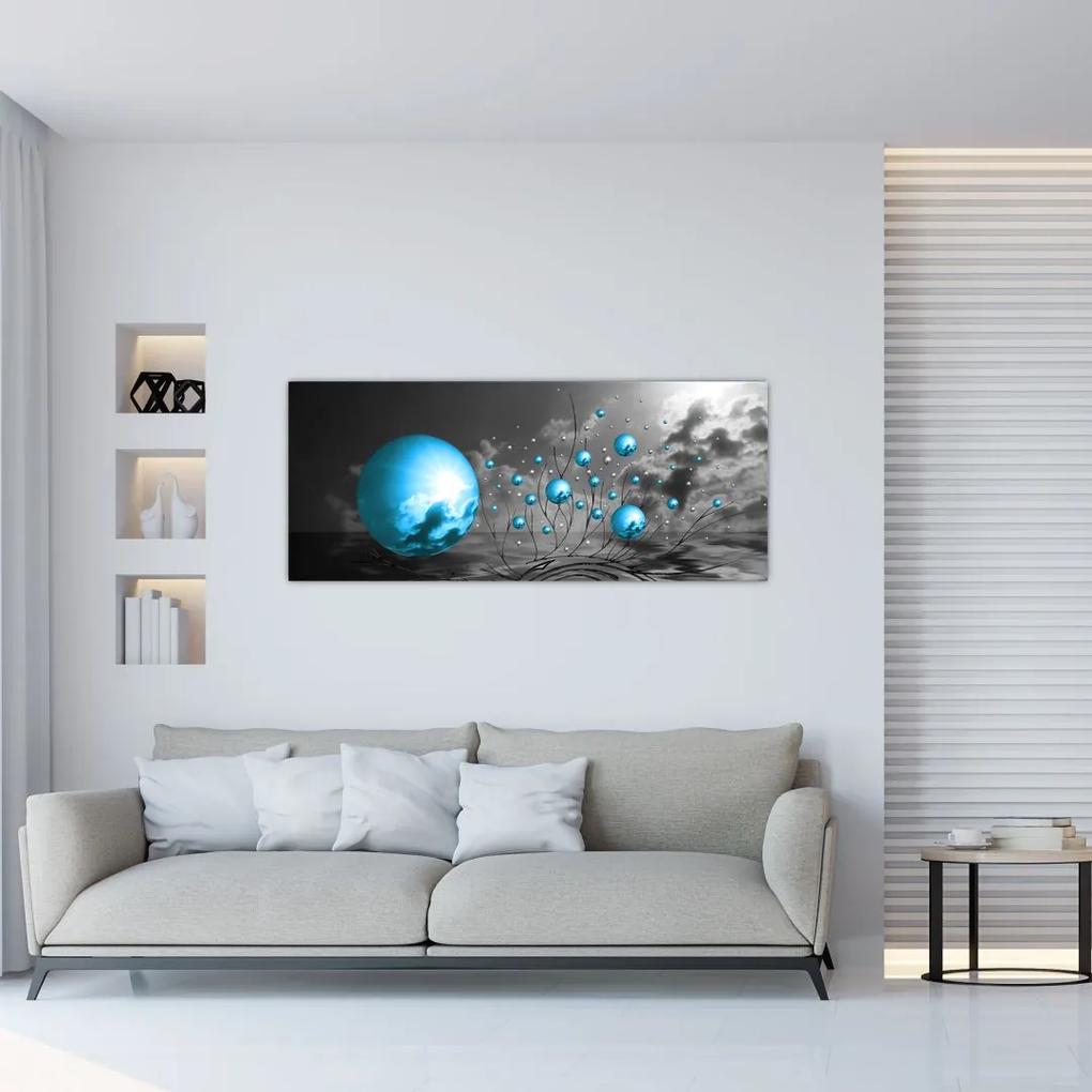 Obraz svetlo modrých gulí (120x50 cm)