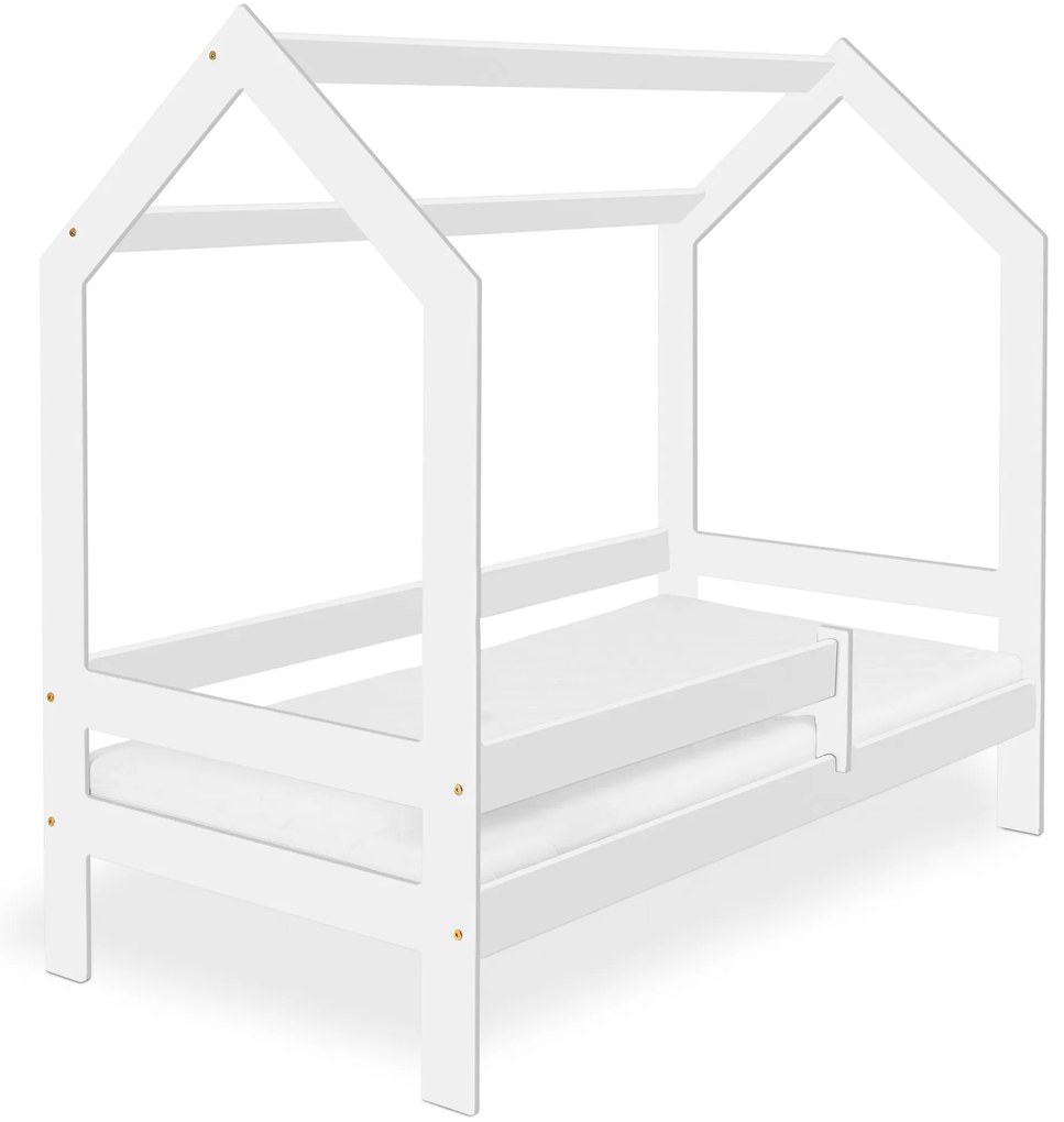 Detská posteľ DOMČEK D3 biela 80 x 160 cm Rošt: Bez roštu, Matrac: Matrac EASYSOFT 10 cm, Úložný box: Bez úložného boxu