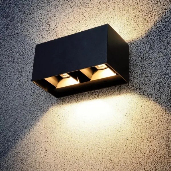 Brilagi - LED Vonkajšie nástenné svietidlo DOUBLE CUBE LED/12W/230V čierna IP65