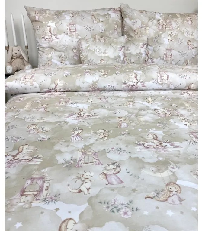 Obliečky Na Vlásku 140x200 / 70x90 cm – 100% bavlna, rozprávkový motív princezien, zips
