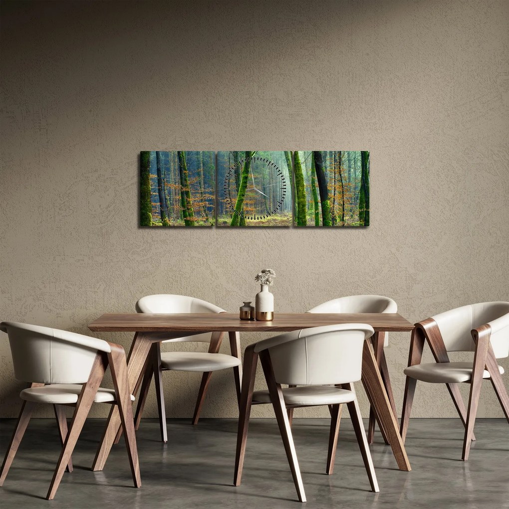 Obraz lesa (s hodinami) (90x30 cm)