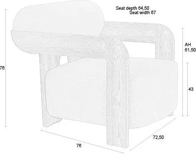 Sivomodré kreslo z textílie buklé Oolong – Zuiver