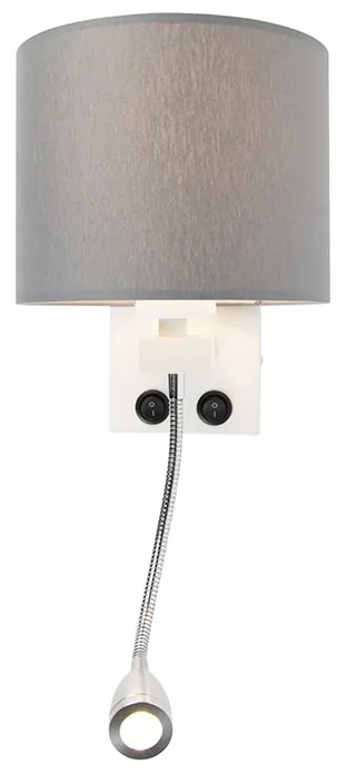 Moderná nástenná lampa biela so sivým tienidlom - Brescia