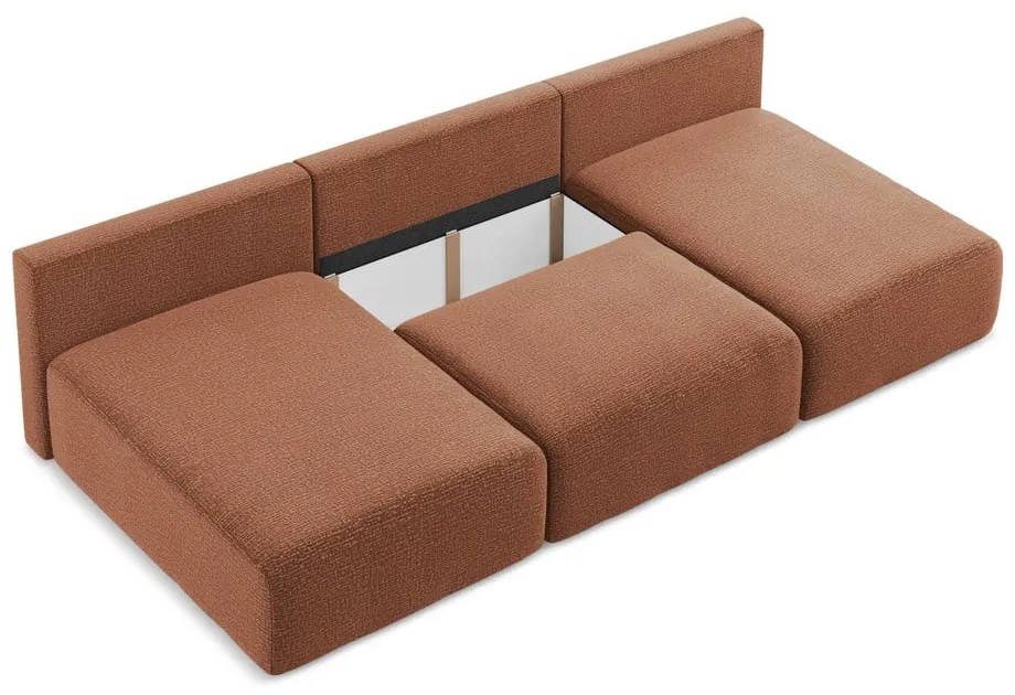 Rozkladacia/s úložným priestorom rohová pohovka v tehlovej farbe Kalena – Makamii