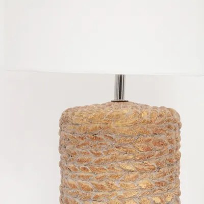 Stolná lampa keramická biela/ratan LUCIA