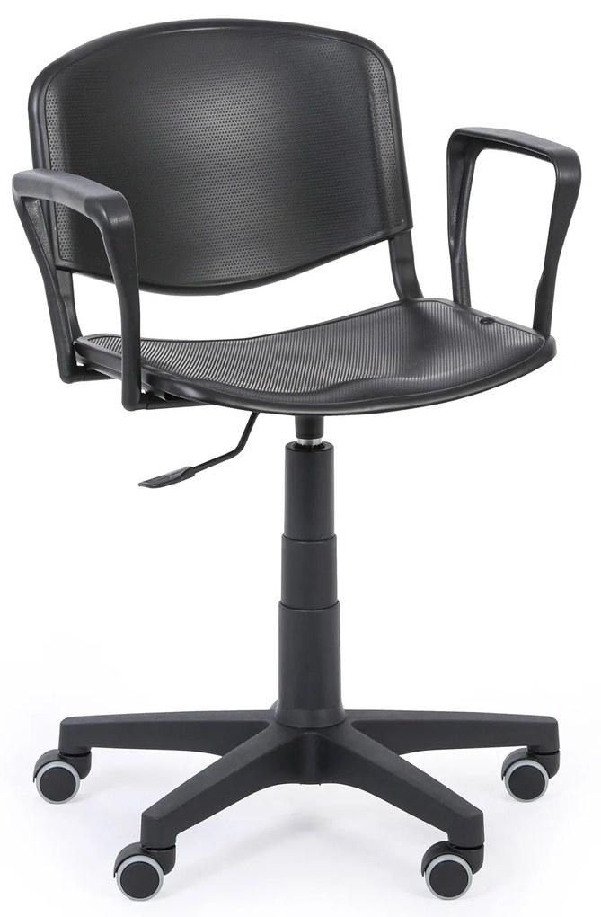 Pracovná stolička ISO s podpierkami rúk, otočná, čierna