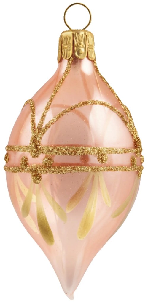 Bella Rose Sklenená vianočná ozdoba Oliva Ružová Lesk