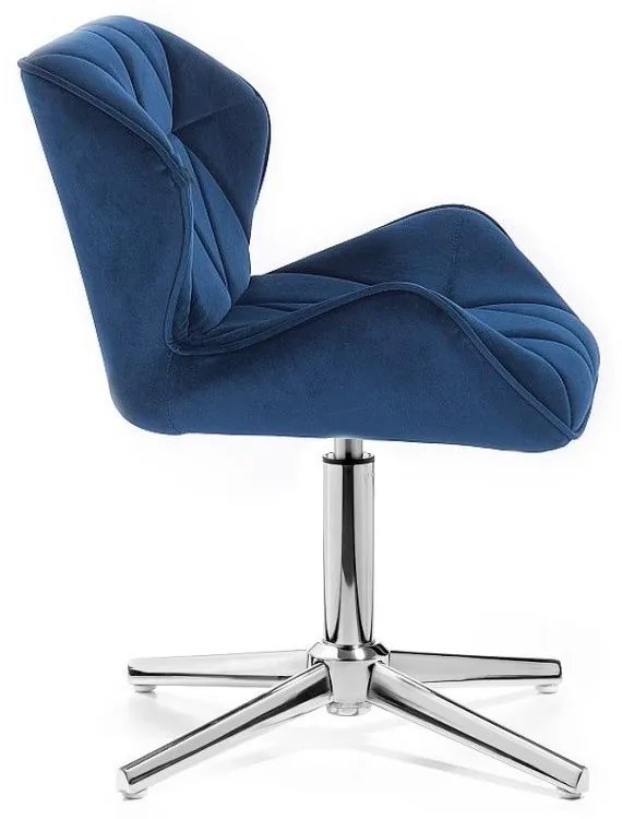 LuxuryForm DESIGN Stolička MILANO VELUR na striebornom kríži - modrá