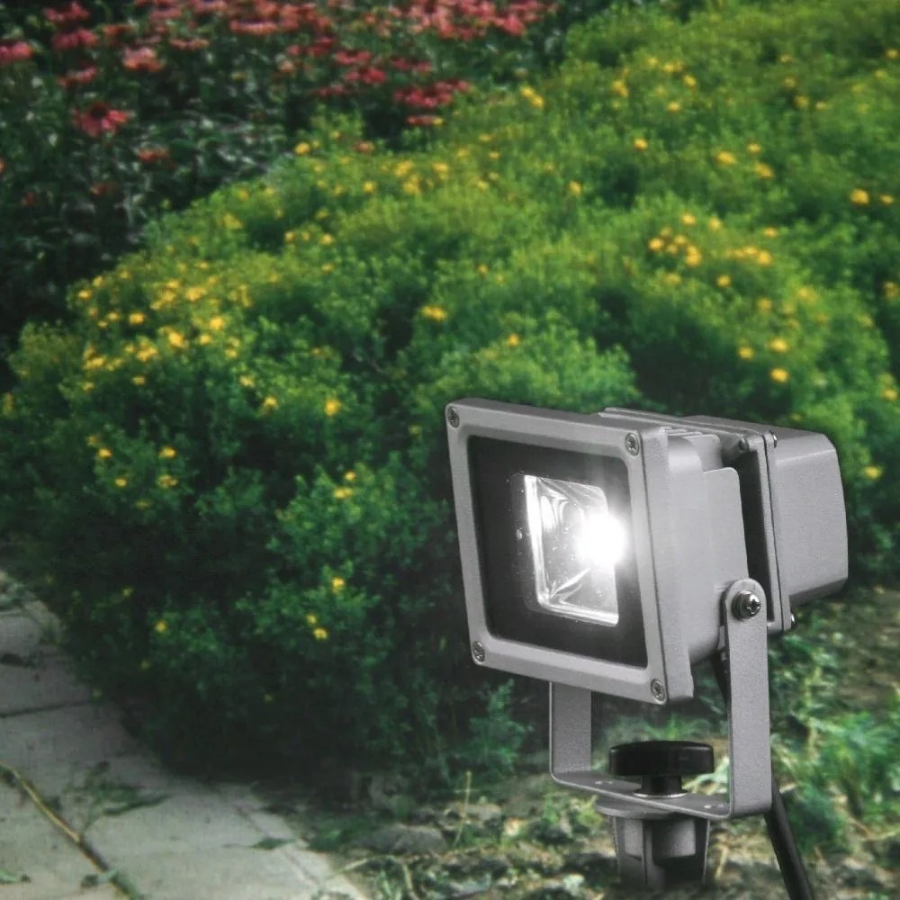 Záhradný LED reflektor EUROM LED 10P, strieborná