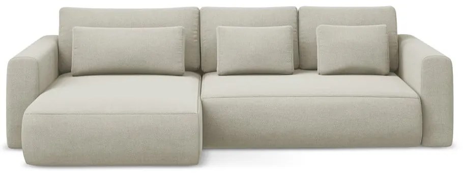 Béžová rozkladacia/s úložným priestorom rohová pohovka (ľavý roh/s leňoškou) Kapua – Makamii