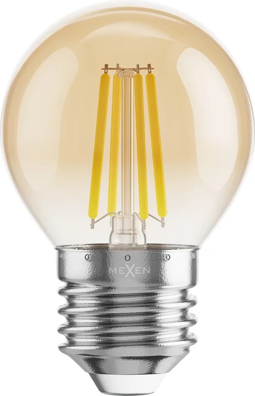 Mexen Vintis, LED filamentová žiarovka E27, G45, 6 W, teplá biela 2200K, jantárová, L156-E27-0622-50